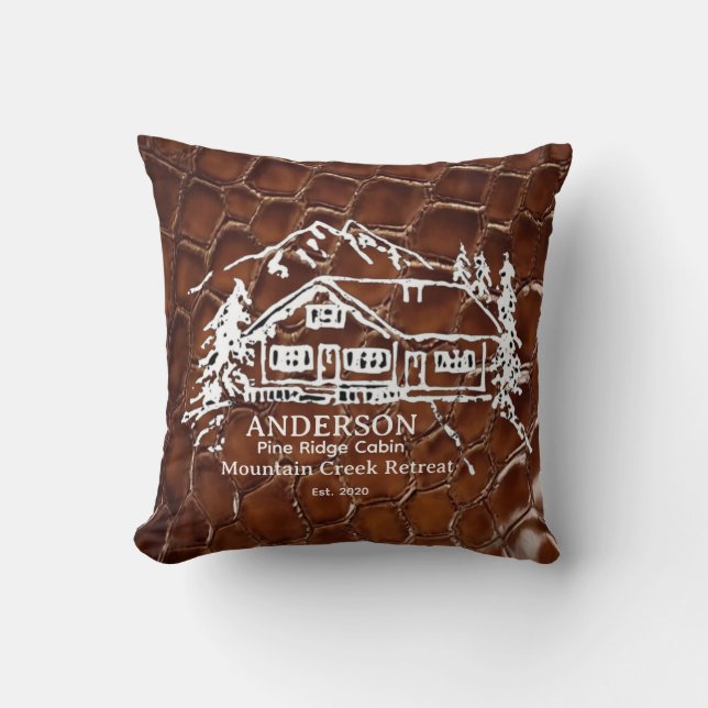 Mountain Cabin Faux Crocodile Leather Doormat Kudde (Framsida)