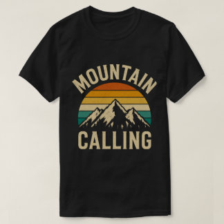 Mountain Calling Retro Vintage Solnedgång Vandring T Shirt