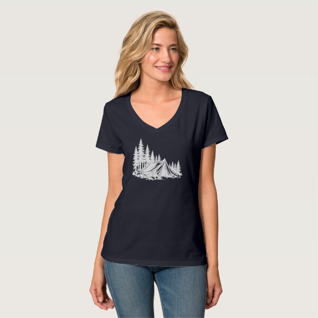 Mountain Camping Äventyr Natur T Shirt (Hel framsida)