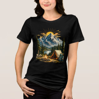 Mountain Camping Äventyrs Solnedgång Natur T-shirt