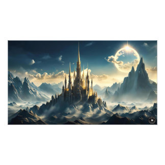 Mountain Castle Landscape Print Fototryck