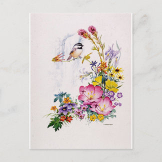 Mountain Chickadee Collage Vykort
