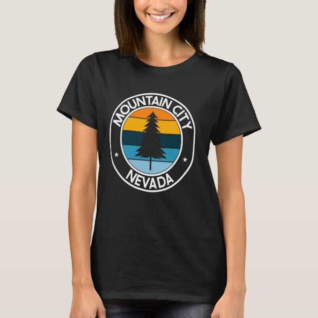 Mountain City Nevada NV USA City Pride Retro Sunse T Shirt (Framsida)