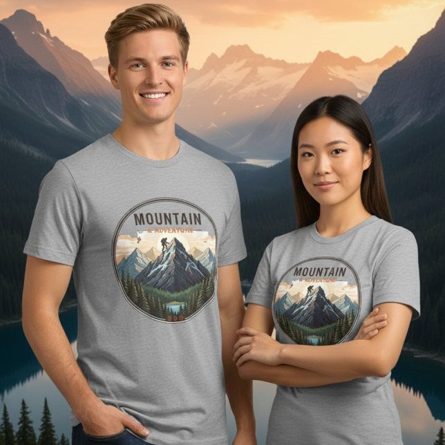 Mountain Climber Adventure Patch Herrtröja T Shirt (Skapare uppladdad)