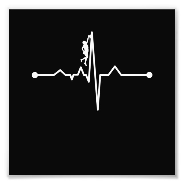Mountain Climber Heartbeat Rock Climbing Lover Gra Fototryck (Framsidan)