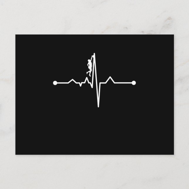 Mountain Climber Heartbeat Rock Climbing Lover Gra Meddelande Vykort (Framsida)