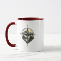 Mountain Compass Vintage Äventyr Två-Tons Mugg