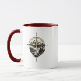 Mountain Compass Vintage Äventyr Två-Tons Mugg