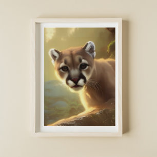 Mountain Cougar Wildlife Porträtt Poster