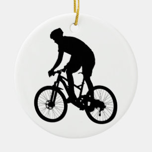 Mountain Cycle silhouette - Välj bakgrund färg Julgransprydnad Keramik