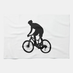 Mountain Cycle silhouette - Välj bakgrund färg Kökshandduk