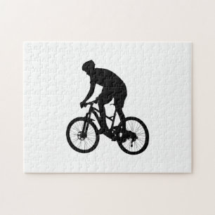 Mountain Cycle silhouette - Välj bakgrund färg Pussel