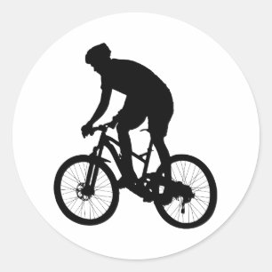 Mountain Cycle silhouette - Välj bakgrund färg Runt Klistermärke