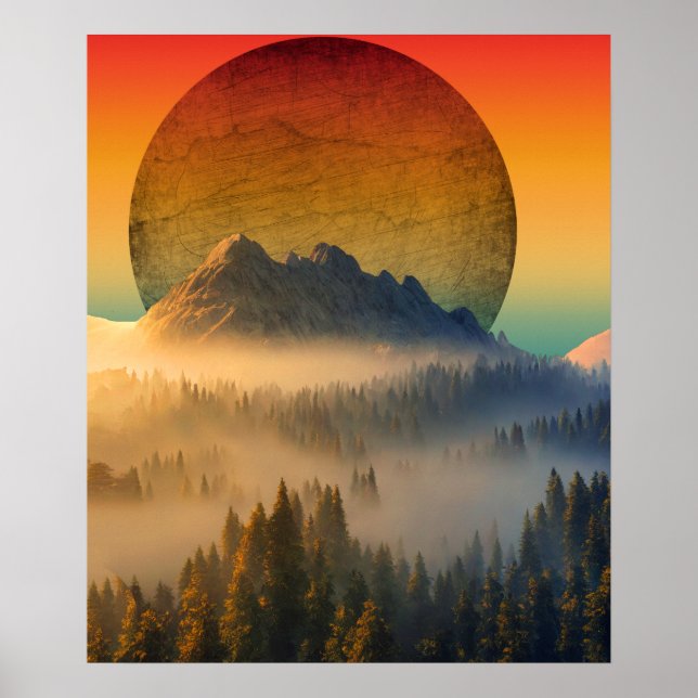 MOUNTAIN DAWN SUNSET LANDSCAPE POSTER (Framsidan)