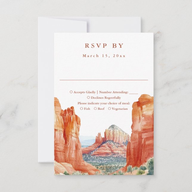 Mountain Desert Watercolor Wedding OSA Kort (Framsida)