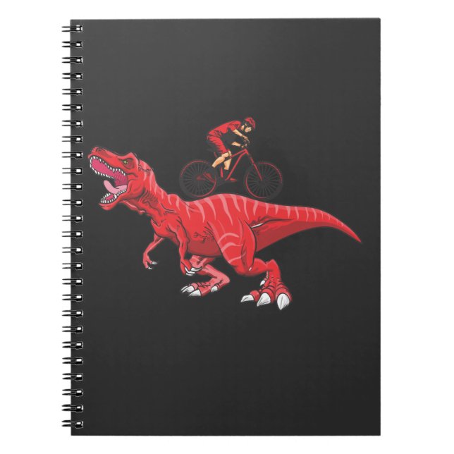 Mountain Dinosaur Biking Trex Cyclist Anteckningsbok (Framsidan)