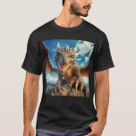 Mountain Dragon T Shirt<br><div class="desc">En skarp drake med ljusblått ögon och vasst klo sprider sitt vingar över ett tydligt,  molnfyllt himmel. Dess skalor är mycket detaljerade,  och den står vid ett bergslandskap.</div>