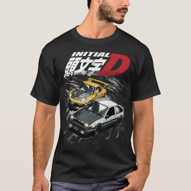 Mountain Drift Tävla Initial D Tandems Ae86 Vs Fd T Shirt (Framsida)