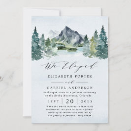 Mountain Evergreen Rustic Träd Bröllop Elopement Inbjudningar