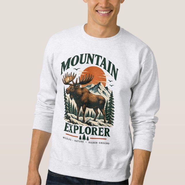 Mountain Explorer Vintage Älg Sweatshirt  (Framsida)