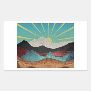 Mountain Fantasy Sunrise Rektangulärt Klistermärke