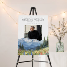 Mountain Floral Celebration Of Life Welcome Sign