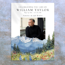 Mountain Floral Celebration Of Life Welcome Sign Poster