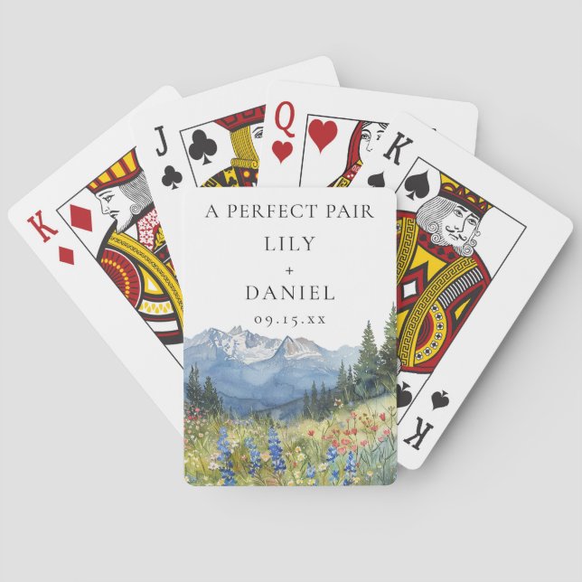 Mountain Floral Wedding Perfect Pair Favor Casinokort (Baksidan)