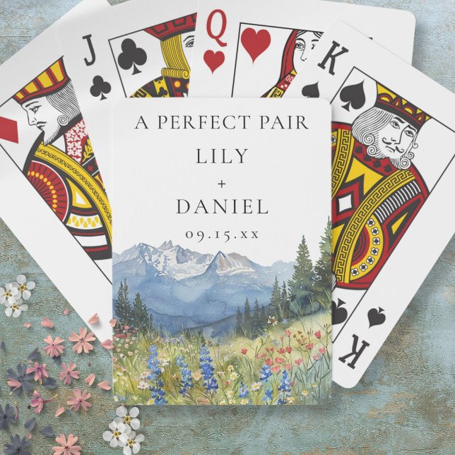 Mountain Floral Wedding Perfect Pair Favor Casinokort (Skapare uppladdad)
