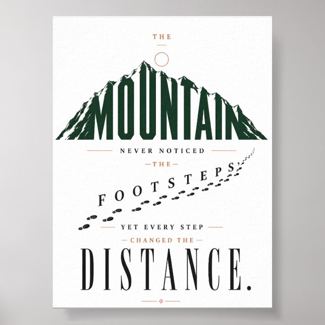 Mountain Footsteps Distans Citat Poster (Framsidan)