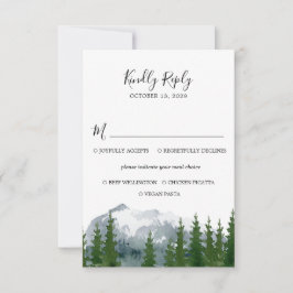 Mountain Forest Bröllop OSA with Meal Choice Card Kort