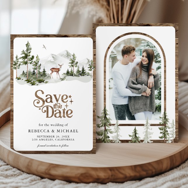 Mountain Forest Deer Photo Wedding Spara Datumet (Skapare uppladdad)