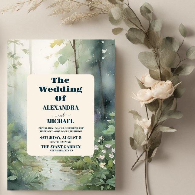 Mountain Forest Elegant Rustic Bröllop Inbjudningar (Skapare uppladdad)