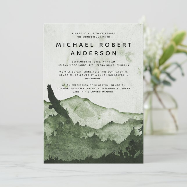 Mountain Forest Firande of Life Memorial Inbjudningar (Stående Fram)