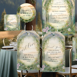 Mountain Forest Meadow Wildblomma Elegant bröllop Presentetikett