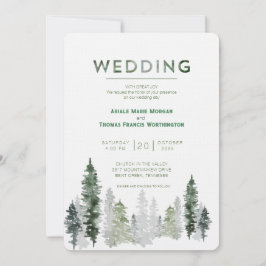 Mountain Forest Modern Bröllop Inbjudningar