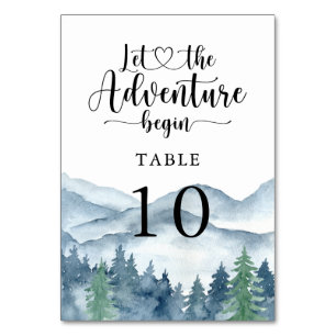 Mountain Forest Rustic Watercolor Bröllop Bordsnummer