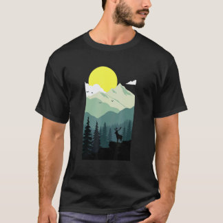 Mountain Forest Silhouette Ar Camping Vandring T-s T Shirt