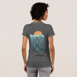 Mountain Forest Sunset Backpack Hiker Woman T Shirt