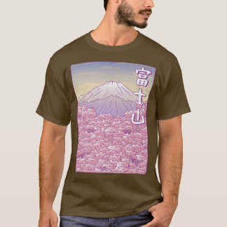 Mountain Fuji Yama Japan Sakura Cherry Blommar T Shirt