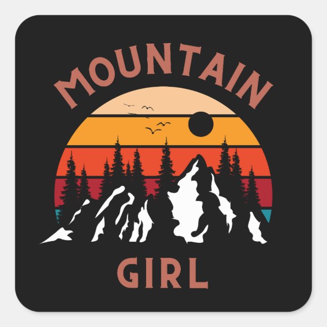 Mountain Girl Fyrkantigt Klistermärke (Framsida)