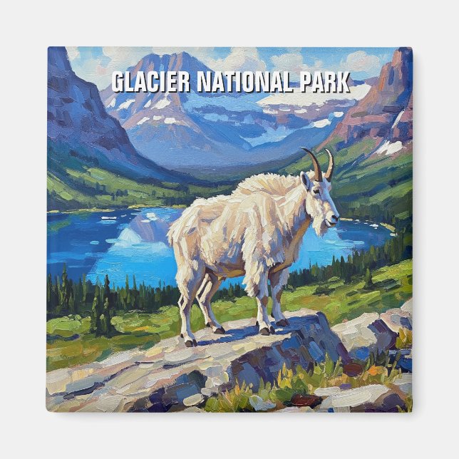 Mountain Goat in Glacier National Park Travel Magnet (Framsidan)