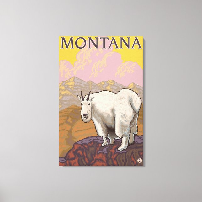 Mountain GoatMontanaVintage Travel Poster Canvastryck (Framsida)