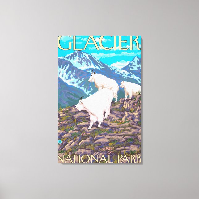 Mountain Goats Scene - Glacier National Park Canvastryck (Framsida)