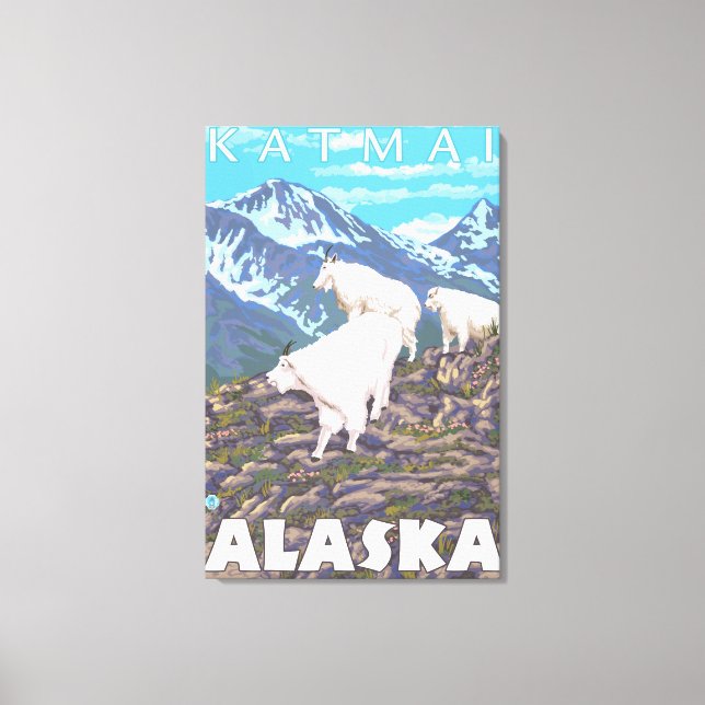 Mountain Goats Scene - Katmai, Alaska Canvastryck (Framsida)