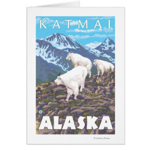 Mountain Goats Scene - Katmai, Alaska Hälsningskort