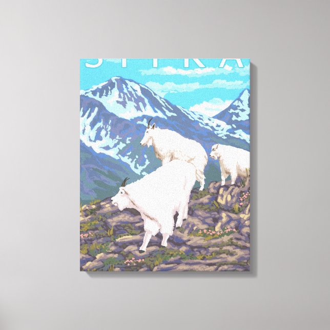Mountain Goats Scene - Sitka, Alaska Canvastryck (Framsida)