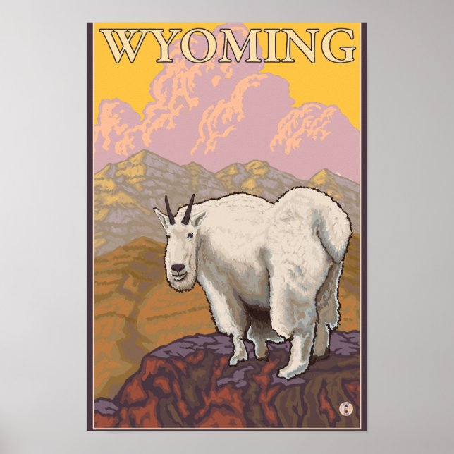 Mountain GoatWyomingVintage Travel Poster (Framsidan)