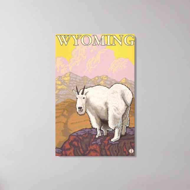 Mountain GoatWyomingVintage Travel Poster Canvastryck (Framsida)