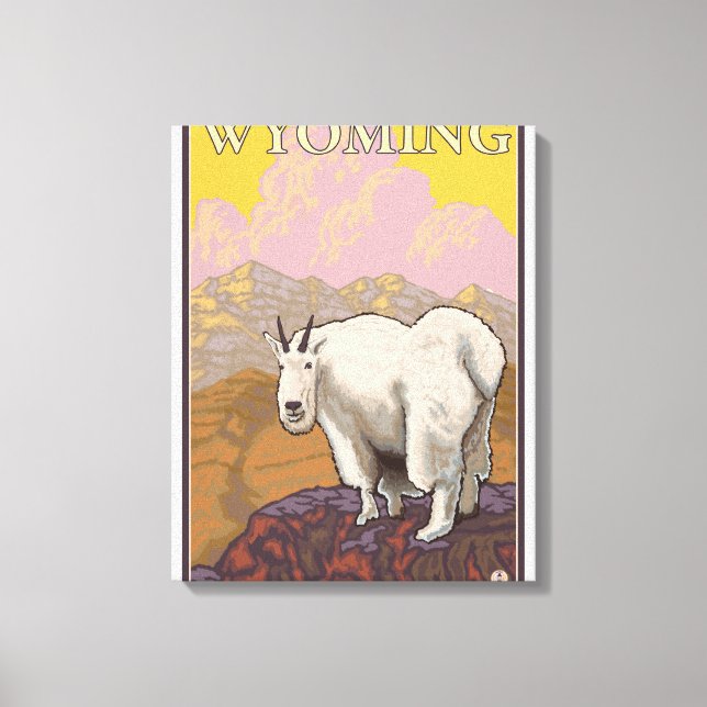 Mountain GoatWyomingVintage Travel Poster Canvastryck (Framsida)